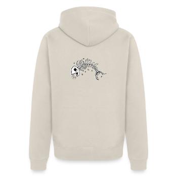 Skelettfisch-Grafikzeichnung - Unisex Premium Bio Zip Hoodie - Beige - Hinten - Thijin (182cm)