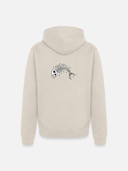 Skelettfisch-Grafikzeichnung - Unisex Premium Bio Zip Hoodie - Beige