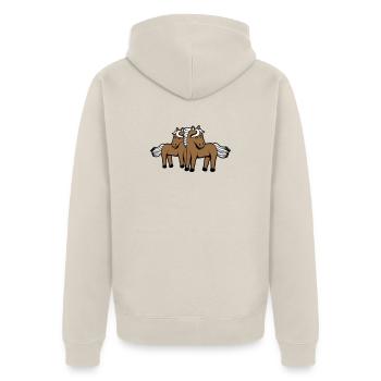 2 Pferde Mann Frau Liebespaar Freunde Liebe Team - Unisex Premium Bio Zip Hoodie - Beige - Hinten - Thijin (182cm)
