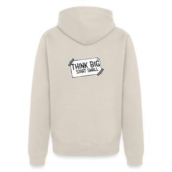 Pensez Grand, Commence, Petit, Motivation, Mentalité, Évolution. - Veste à capuche bio Premium Unisexe - beige - Dos - Thijin (182cm)
