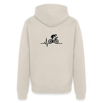 ECG du battement de cœur pour vélo de route - Veste à capuche bio Premium Unisexe - beige - Dos - Thijin (182cm)