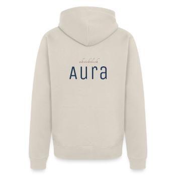 Absichtlich Aura Typo-Print - Unisex Premium Bio Zip Hoodie - Beige - Hinten - Thijin (182cm)