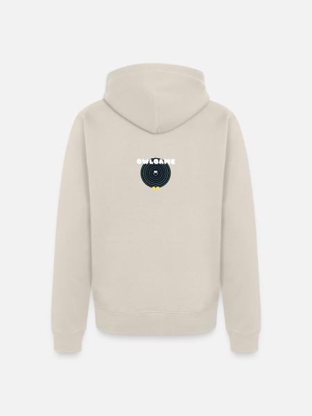 Eule in Neonspiralen - Unisex Premium Bio Zip Hoodie - Beige