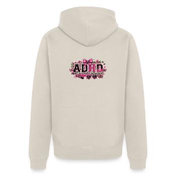 ADHD Diva Distractions in Pink Leopard - Unisex Premium Bio Zip Hoodie - Beige - Hinten - Thijin (182cm)