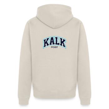 KalkPost3 - Unisex Premium Organic Zip Hoodie - beige - Back - Thijin (182cm)