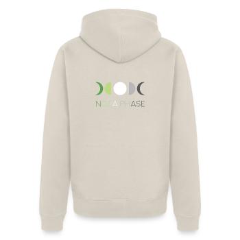 LGBTQ Pride Month - Keine Phase - Aromantic - Unisex Premium Bio Zip Hoodie - Beige - Hinten - Thijin (182cm)