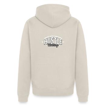 Hustle Attitude Logo Print - Unisex Premium Organic Zip Hoodie - beige - Back - Thijin (182cm)