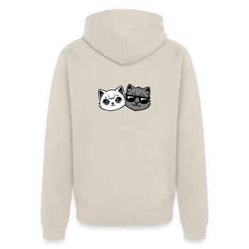 Süße Kätzchen Cooles Katerpaar Schwarz-Weiß Katzen - Unisex Premium Bio Zip Hoodie - Beige - Hinten - Thijin (182cm)