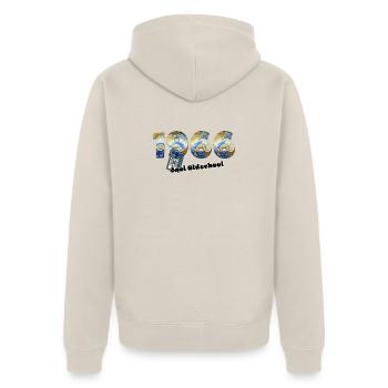 1966 Vintage Retro – Cassette – Cool Olds - Veste à capuche bio Premium Unisexe - beige - Dos - Thijin (182cm)