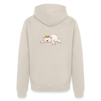 Sleeping Bear with Crown – Cute Animal Motif - Unisex Premium Organic Zip Hoodie - beige - Back - Thijin (182cm)