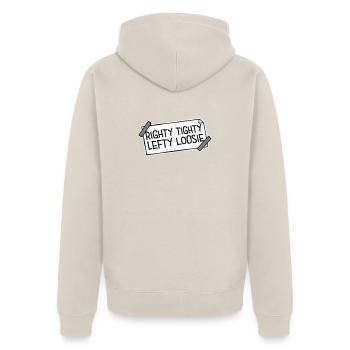 Righty Tighty Lefty Loosie Funny DIY Logo - Unisex Premium Organic Zip Hoodie - beige - Back - Thijin (182cm)