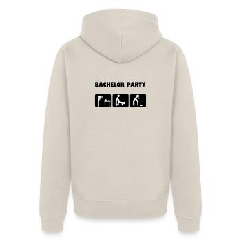 Bachelor Feier - Unisex Premium Bio Zip Hoodie - Beige - Hinten - Thijin (182cm)