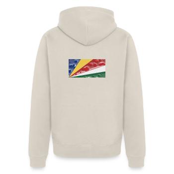 Land Seychellen - Unisex Premium Bio Zip Hoodie - Beige - Hinten - Thijin (182cm)