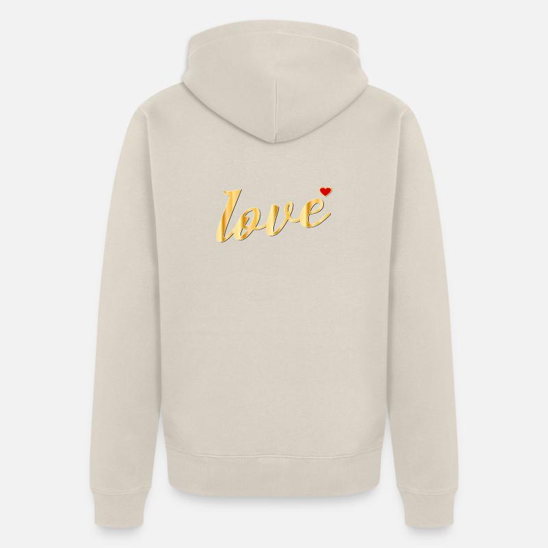 LIEBE HERZ BOTSCHAFT - Unisex Premium Bio Zip Hoodie - Beige