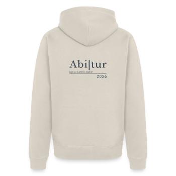 Abitur 2026 - Unisex Premium Bio Zip Hoodie - Beige - Hinten - Thijin (182cm)