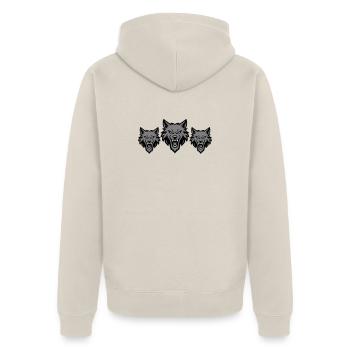 Wolf Team Rudel - Unisex Premium Bio Zip Hoodie - Beige - Hinten - Thijin (182cm)