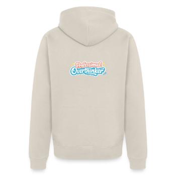 PROFESSIONAL OVERTHINKER Vintage - Unisex Premium Bio Zip Hoodie - Beige - Hinten - Thijin (182cm)