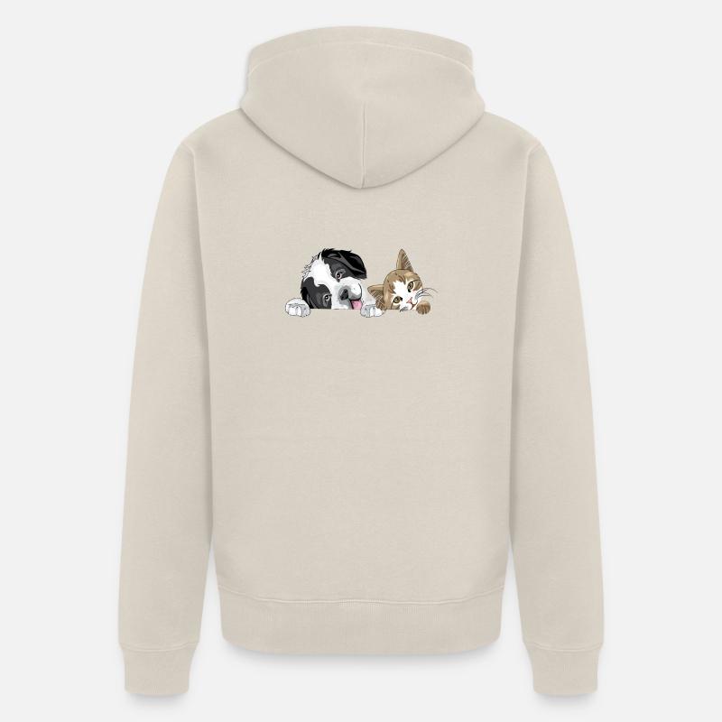 Chat et chien - Veste à capuche bio Premium Unisexe - beige