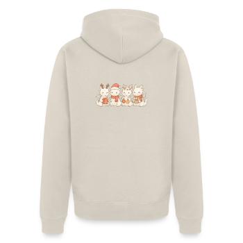 Eisdrachen für Kinder, Jungen und Mädchen, Weihnac - Unisex Premium Bio Zip Hoodie - Beige - Hinten - Thijin (182cm)