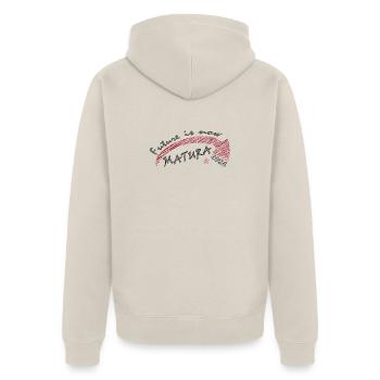 Zukunft Jetzt – Matura 2026 - Unisex Premium Bio Zip Hoodie - Beige - Hinten - Thijin (182cm)