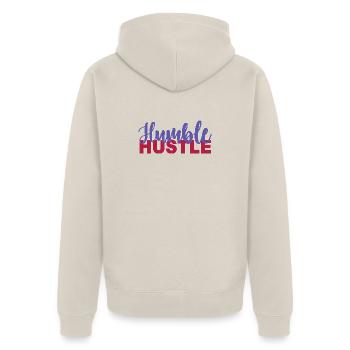 Humble Hustle Entrepreneur Homme d’affaires Businesswo - Veste à capuche bio Premium Unisexe - beige - Dos - Thijin (182cm)