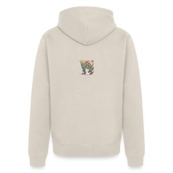 Happy Christmas – Süße Katzen & Weihnachtschaos - Unisex Premium Bio Zip Hoodie - Beige - Hinten - Thijin (182cm)