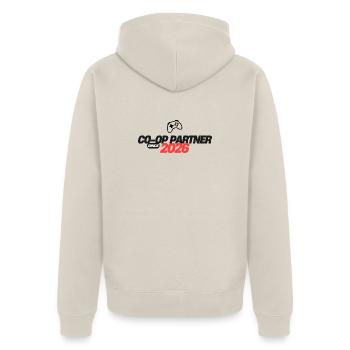 Player-Two-Store - Unisex Premium Bio Zip Hoodie - Beige - Hinten - Thijin (182cm)