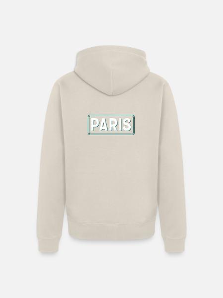 Paris Line Art-Panel Grün-Weiß - Unisex Premium Bio Zip Hoodie - Beige