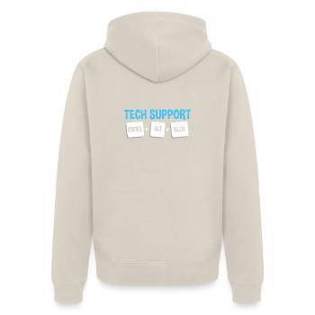 Tech Support - Unisex Premium Bio Zip Hoodie - Beige - Hinten - Thijin (182cm)