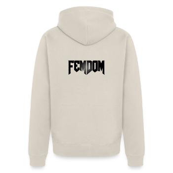 Femdoom - Unisex Premium Bio Zip Hoodie - Beige - Hinten - Thijin (182cm)