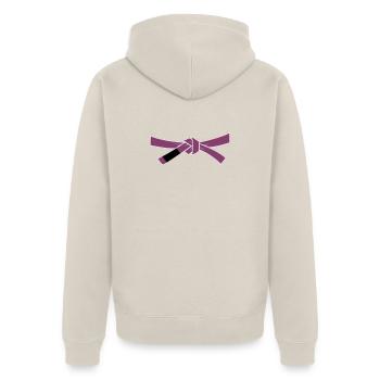 Ceinture violette - Ceinture violette - Veste à capuche bio Premium Unisexe - beige - Dos - Thijin (182cm)