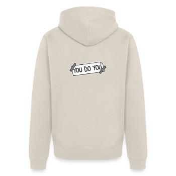 Tu fais ton drôle Confiance en toi Logo de la liberté - Veste à capuche bio Premium Unisexe - beige - Dos - Thijin (182cm)
