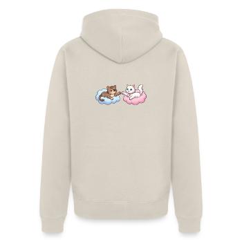 Katzen auf Wolken – Cute Illustration - Unisex Premium Bio Zip Hoodie - Beige - Hinten - Thijin (182cm)