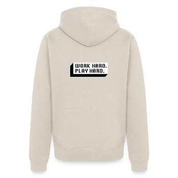 Work Hard. Play Hard. (Black) - Unisex Premium Organic Zip Hoodie - beige - Back - Thijin (182cm)