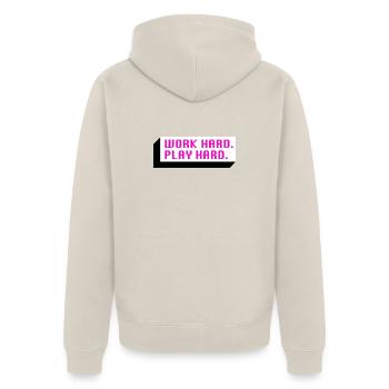 Work Hard. Play Hard. (Pink) - Unisex Premium Organic Zip Hoodie - beige - Back - Thijin (182cm)