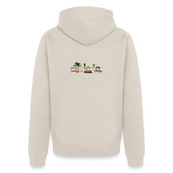 BÜECHERWURM - Unisex Premium Bio Zip Hoodie - Beige - Hinten - Thijin (182cm)
