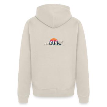 Evolution Inline Skating – Vom Menschen zum Skater - Unisex Premium Bio Zip Hoodie - Beige - Hinten - Thijin (182cm)