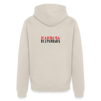 Hamburg Vintage Stempel - Unisex Premium Bio Zip Hoodie - Beige - Hinten - Thijin (182cm)