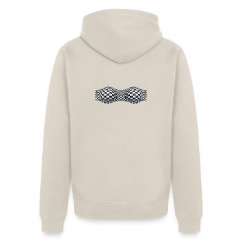 Gefaltete karierte Muster - Unisex Premium Bio Zip Hoodie - Beige - Hinten - Thijin (182cm)