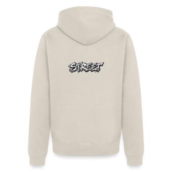 STREET Chrome Graffiti: Silver Street Art Classic - Unisex Premium Bio Zip Hoodie - Beige - Hinten - Thijin (182cm)