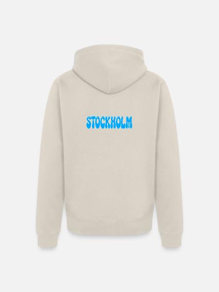 Stockholm Retro Groovy Sky Blue - Unisex Premium Bio Zip Hoodie - Beige