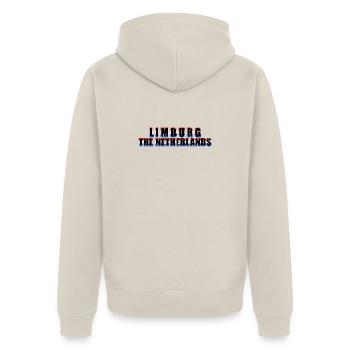 limburg europe - the netherlands - Unisex Premium Organic Zip Hoodie - beige - Back - Thijin (182cm)