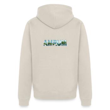 Amrum, island in the North Sea - Unisex Premium Organic Zip Hoodie - beige - Back - Thijin (182cm)