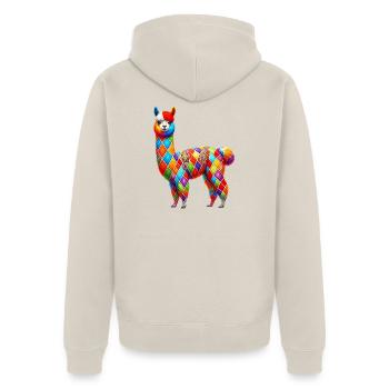 Alpaca - Unisex Premium Organic Zip Hoodie - beige - Back - Thijin (182cm)