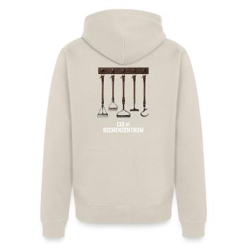 Leiter der Rechenzentrums - Unisex Premium Bio Zip Hoodie - Beige - Hinten - Thijin (182cm)