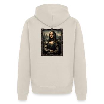 Mechanische Mona Lisa - Unisex Premium Bio Zip Hoodie - Beige - Hinten - Thijin (182cm)