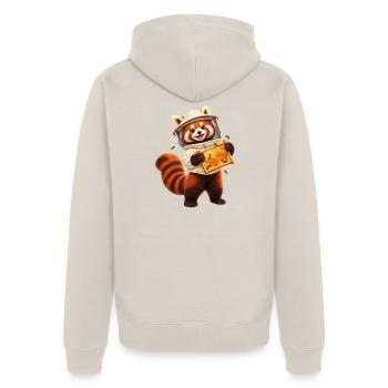 Roter Panda-Imker mit Wabenwabe - Unisex Premium Bio Zip Hoodie - Beige - Hinten - Thijin (182cm)
