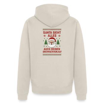 Santa sees everything - Unisex Premium Organic Zip Hoodie - beige - Back - Thijin (182cm)