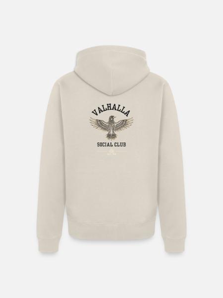 Valhalla Social Club – Retro-/College-Stil - Unisex Premium Bio Zip Hoodie - Beige