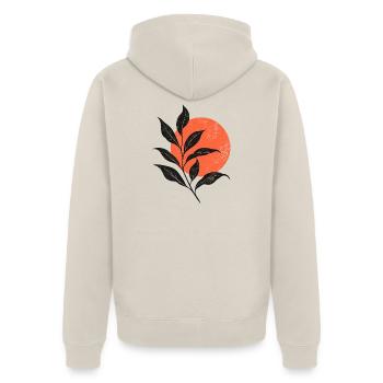 Sunset Leaf Silhouette - Unisex Premium Bio Zip Hoodie - Beige - Hinten - Thijin (182cm)